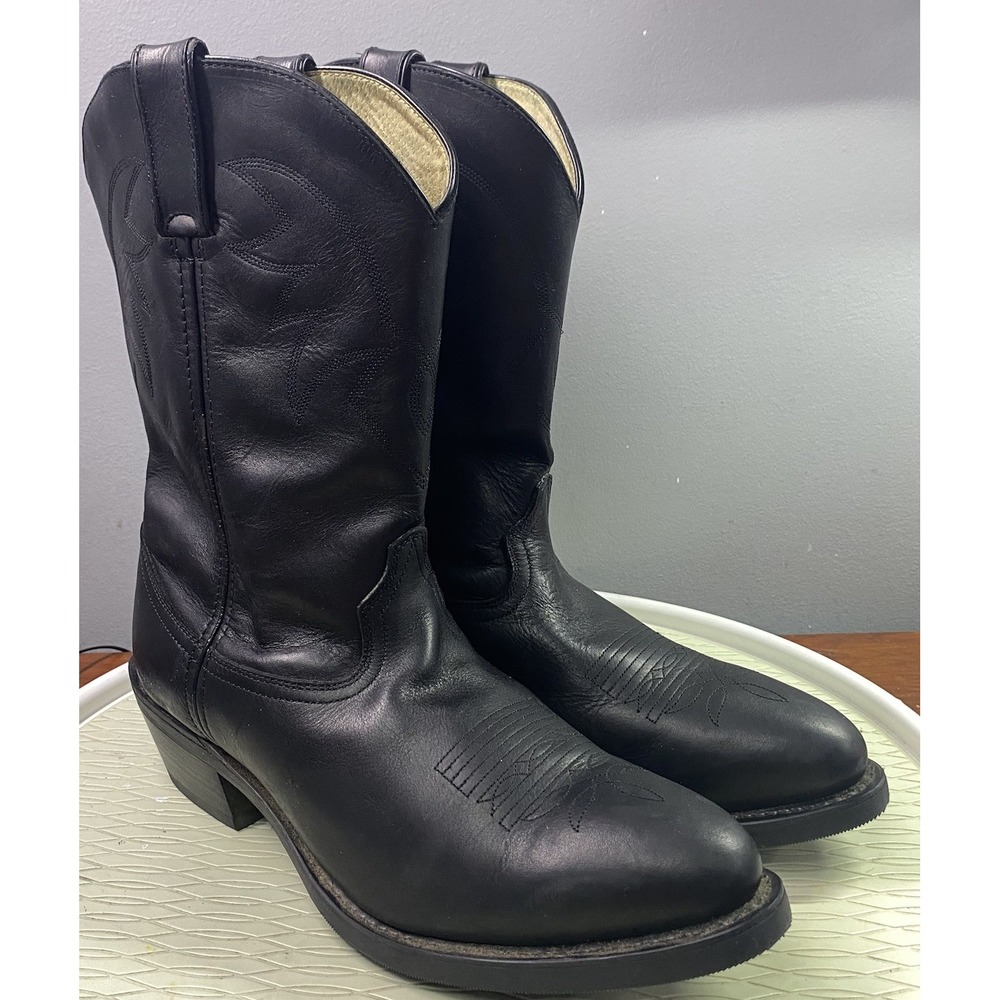 Durango Men Black Leather Cowboy Western Rodeo 11" Riding Boots 12 EE